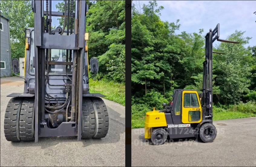  Forklift 두산4.5톤 3단마스타 디젤지게차 자동발  뒤우측면